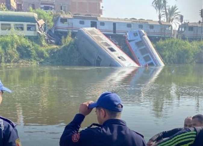 مصرع شخص وإصابة 20 راكباً بحادث تصادم قطاري المنيا